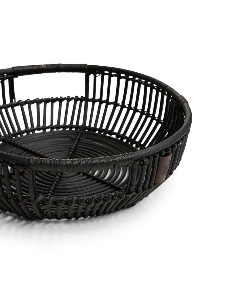 Lexington Black Round Rattan Tray