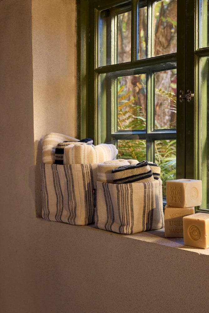Lexington Canvas Striped Org Cotton Basket 2/Set
