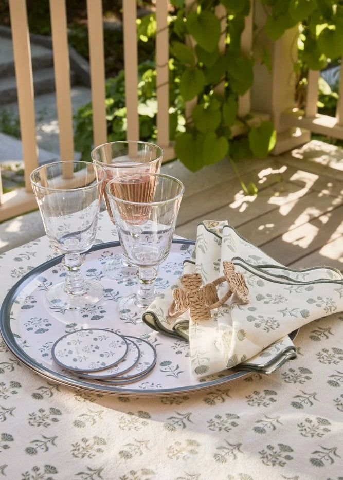 Lexington Floral laminated Coaster Set/4 GR/WH