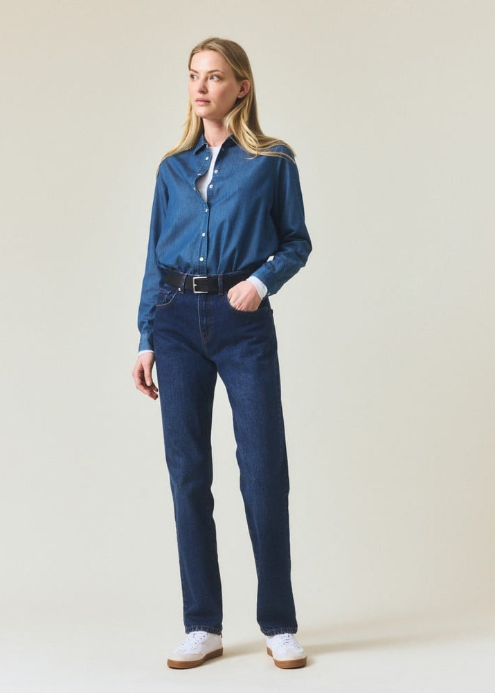 Lexington Mid Waist Straight Leg Jeans DK Blue