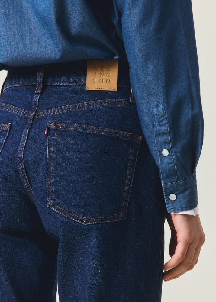 Lexington Mid Waist Straight Leg Jeans DK Blue