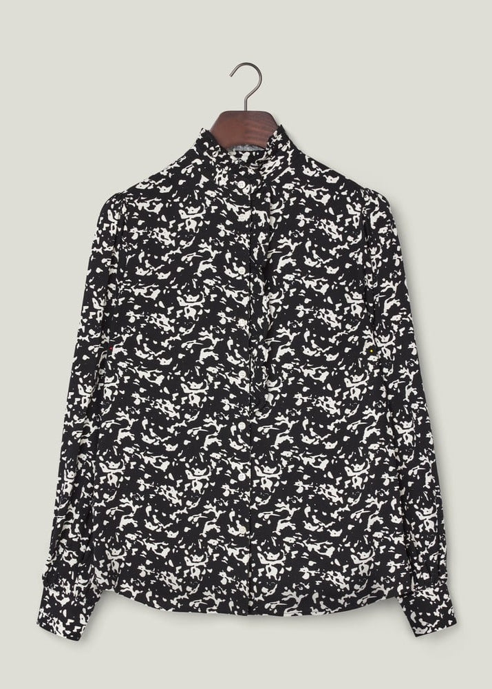 Lexington Printed Frill Blouse BL/WH