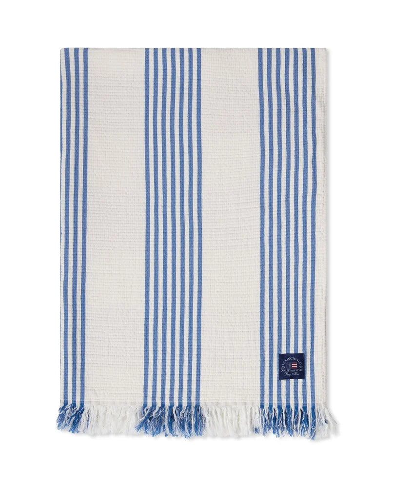 Lexington Striped Check Cotton Throw WH/BE/NY