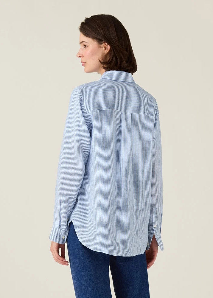Lexington Classic Linen Shirt  Blue/white Stripe