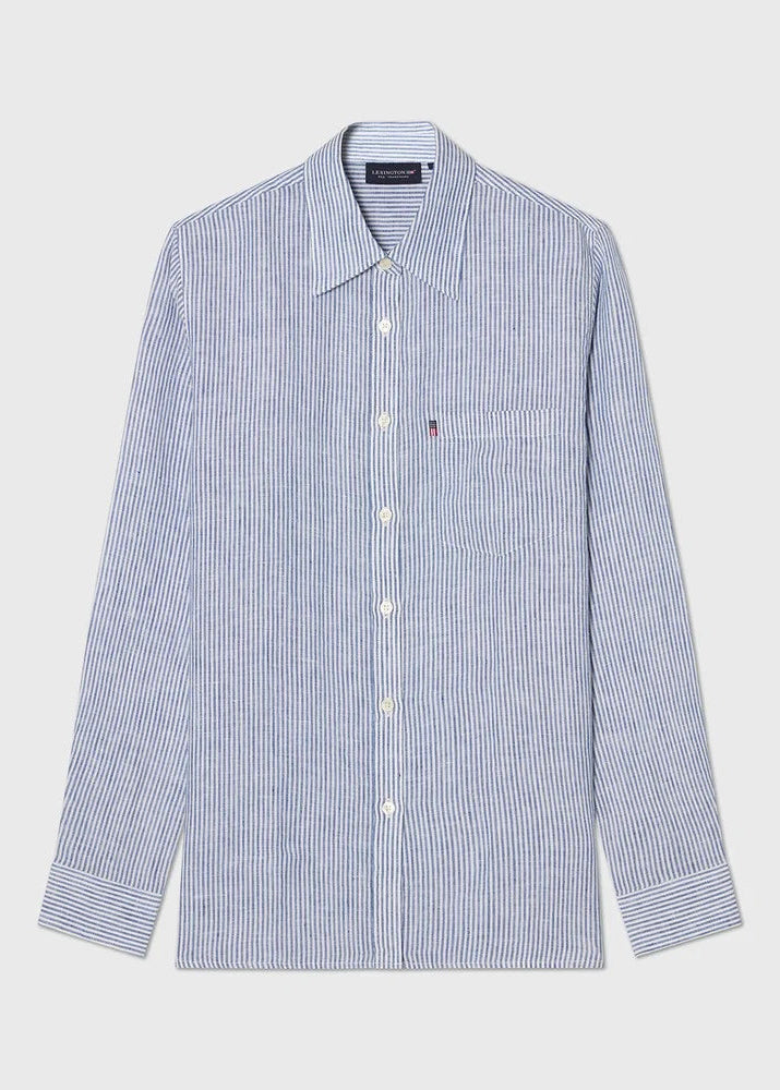 Lexington Classic Linen Shirt  Blue/white Stripe