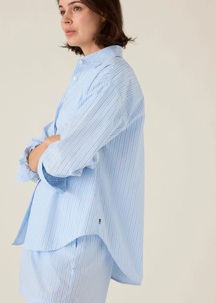 Lexington Casual Org Cotton Poplin Blue Multi Stri