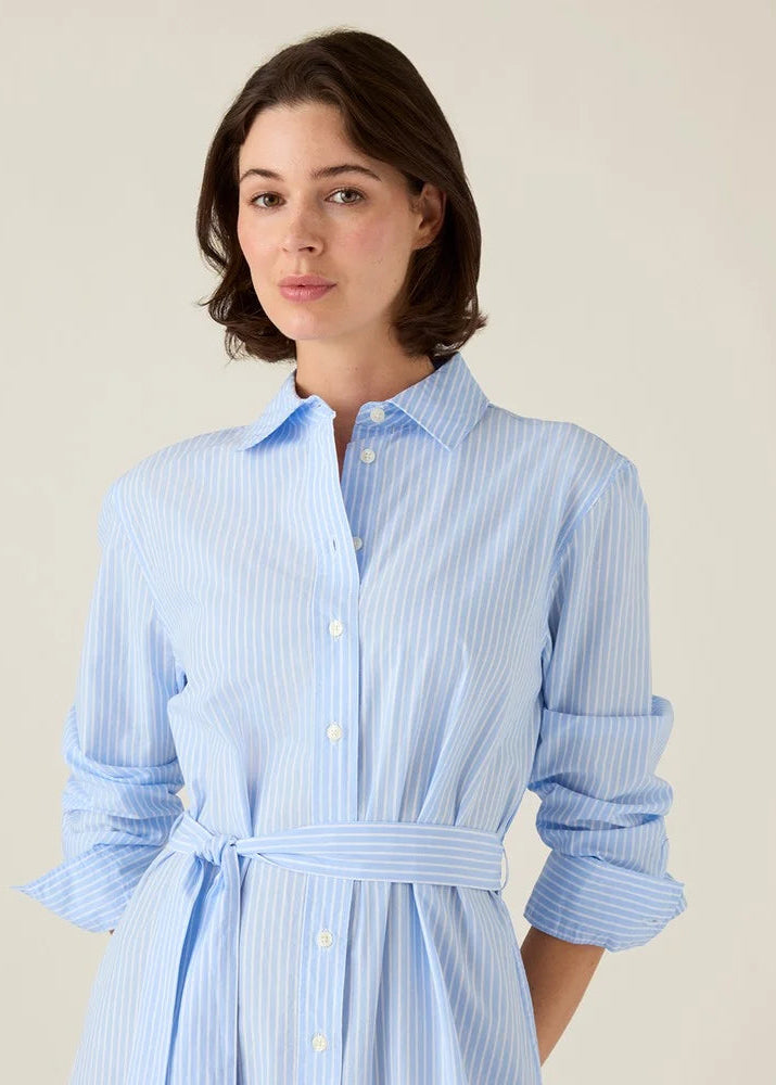 Lexington Casual Long Poplin Shirt Dress Blue/white