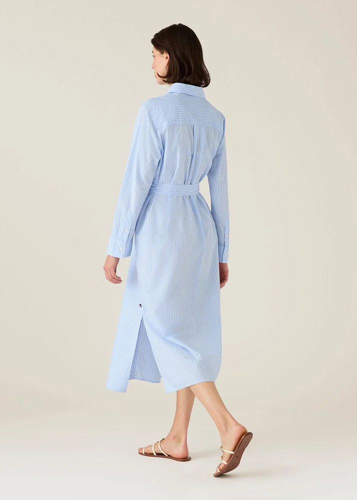 Lexington Casual Long Poplin Shirt Dress Blue/white