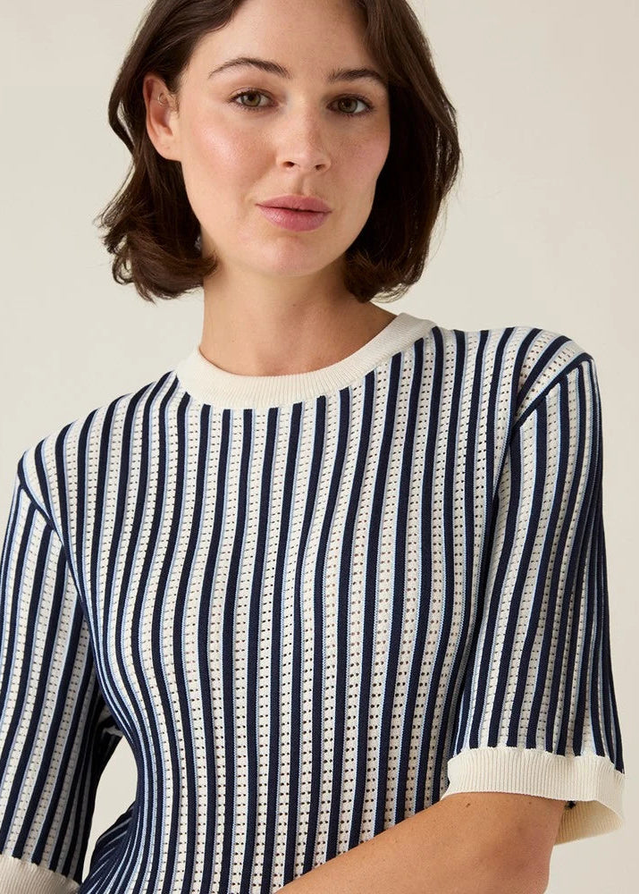 Lexington Multi Striped Short Sleeve Knitted SWTR