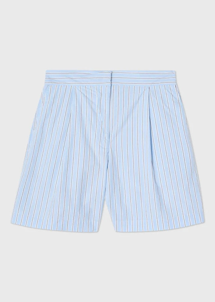 Lexington Org Cotton Poplin Shorts Blue MultiStrip