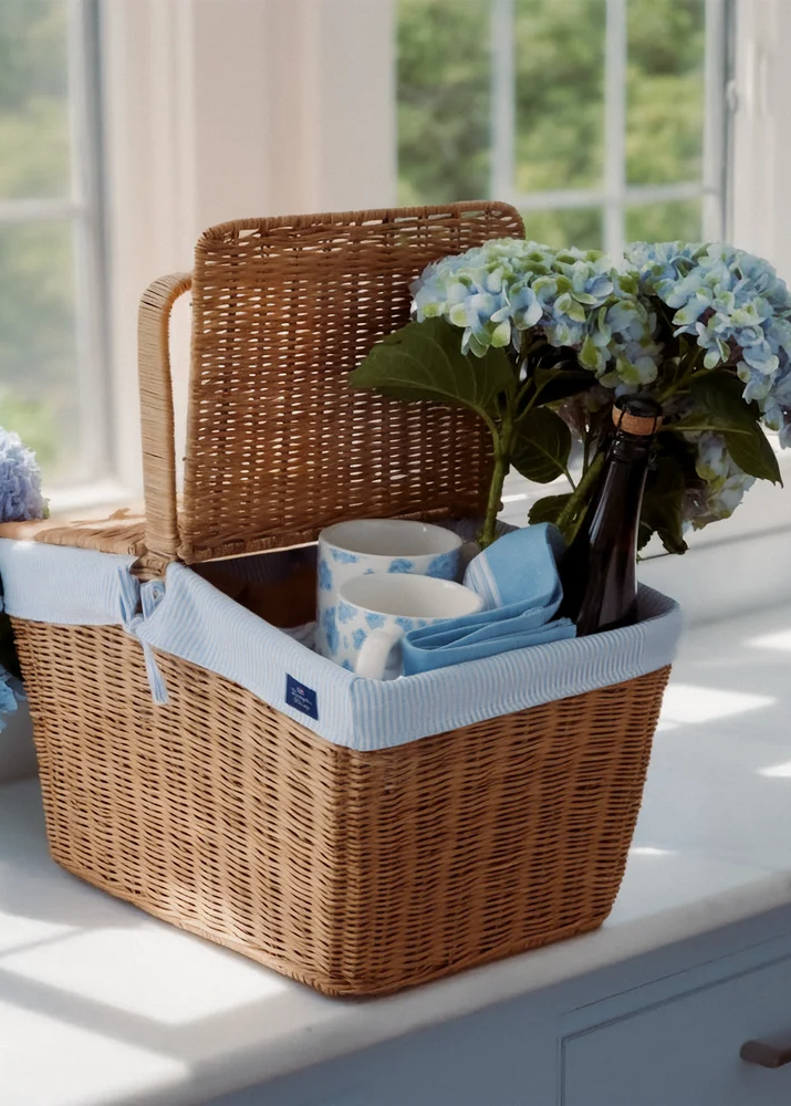 Lexington Striped Linen/Cotton Kitchen Towel BL/WH