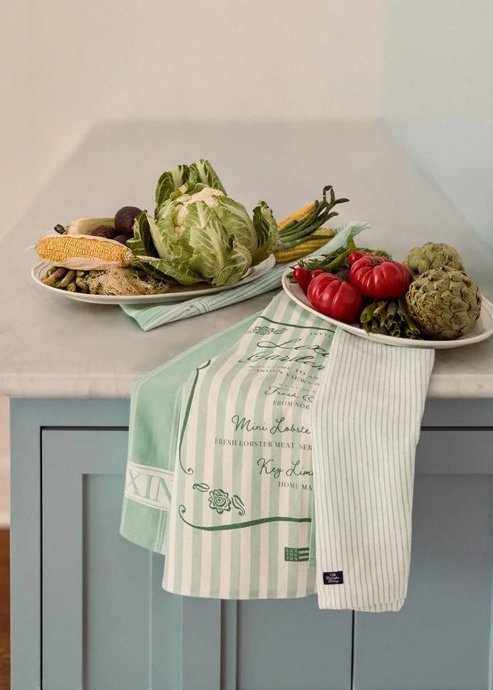 Lexington Striped Linen/Cotton Kitchen Towel GR/WH