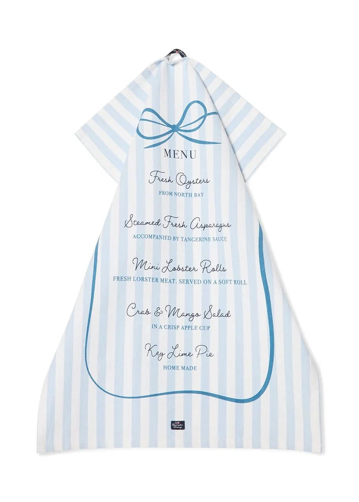 Lexington Party Menu Org Cot Kitchen Towel BL/WH