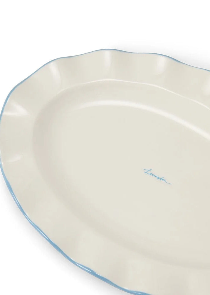 Lexington Stoneware Wavy Oval Platter Bl/Wh