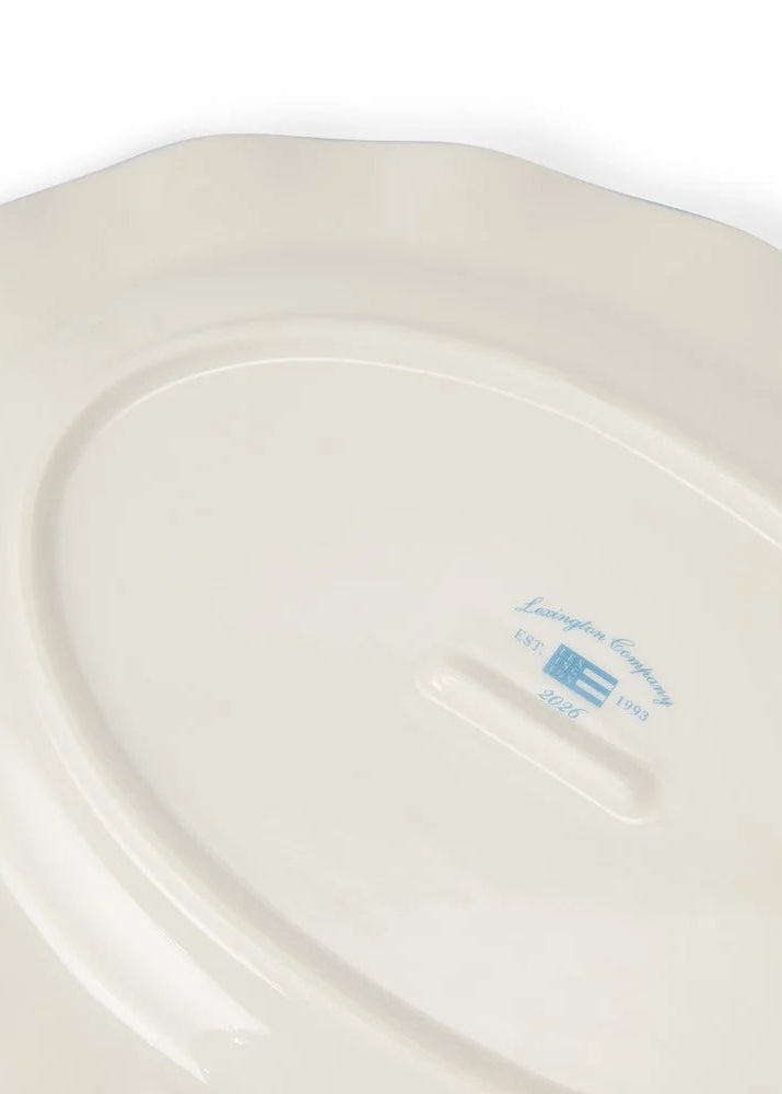 Lexington Stoneware Wavy Oval Platter Bl/Wh