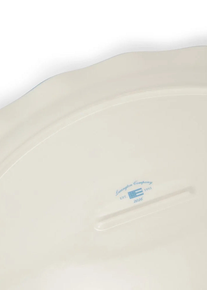 Lexington Stoneware Wavy Oval Platter Bl/Wh