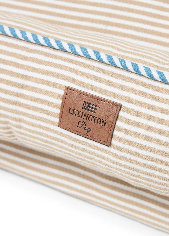 Lexington Strip Org Cotton Dog Bed BE/Wh/BL 60*45