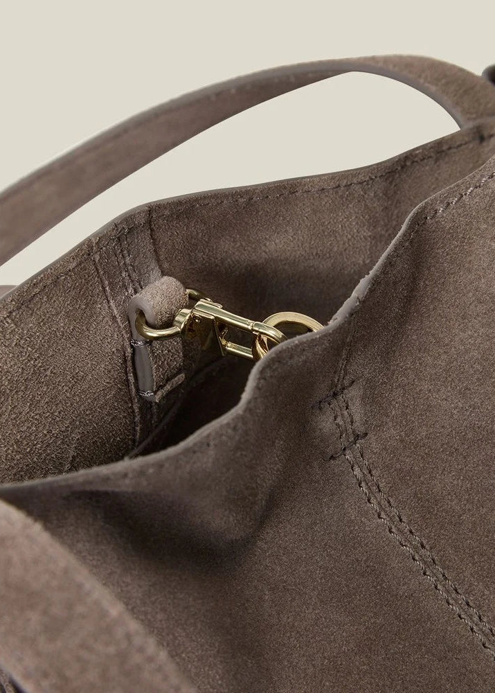 Lexington Suede Tote Bag Mid Brown