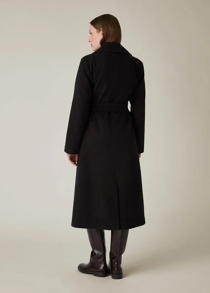 Lexington Woool Blend Belted Coat Dark Brown