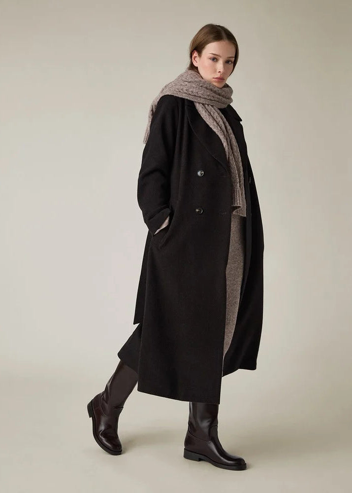 Lexington Woool Blend Belted Coat Dark Brown