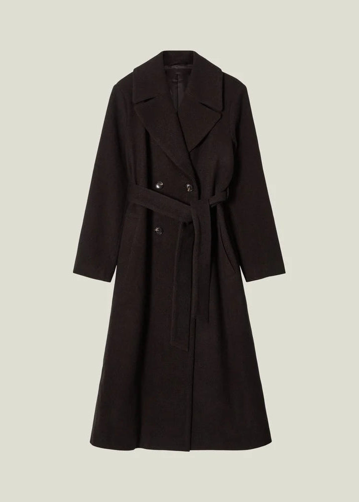 Lexington Woool Blend Belted Coat Dark Brown