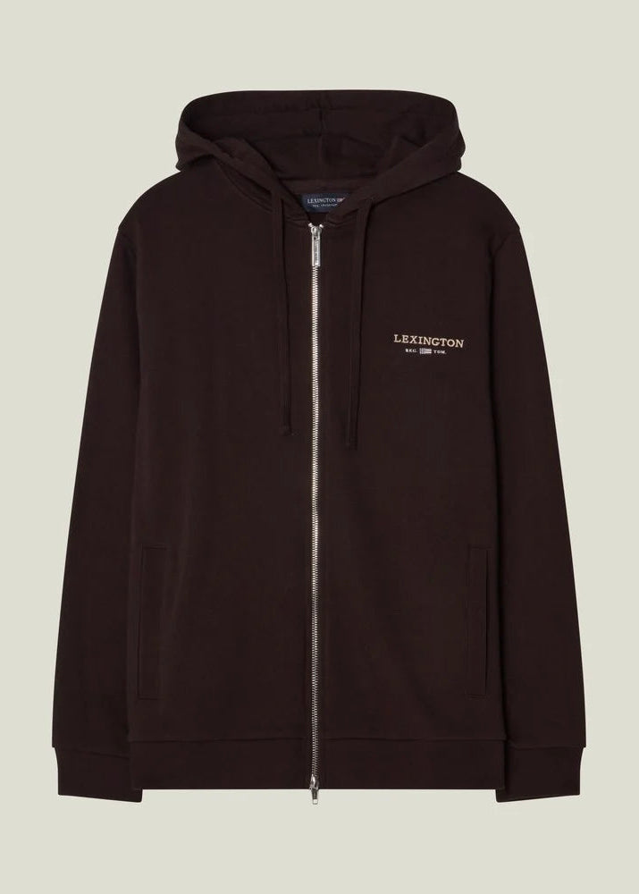 Lexington Logo Zip Hood Dark Brown