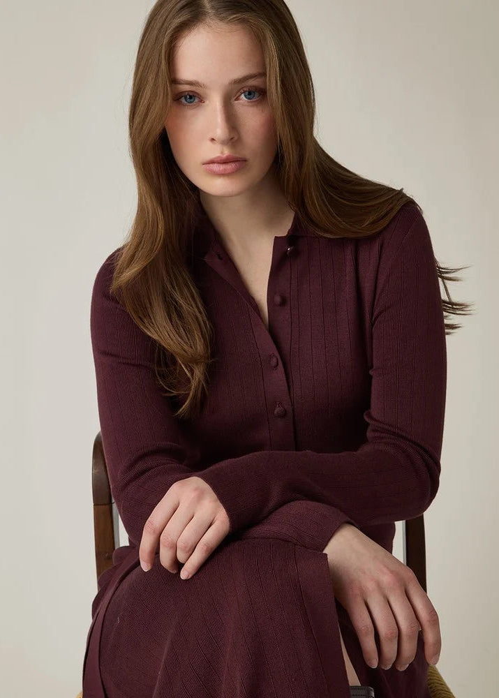 Lexington Polo Neck Dress Dark Burgundy