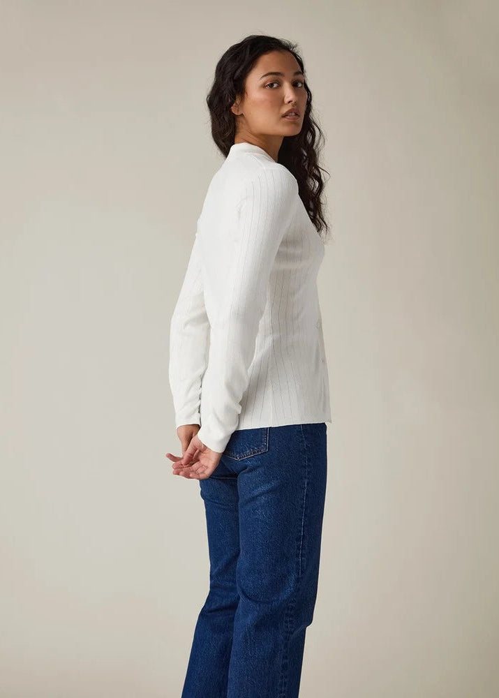 Lexington polo Neck Cardigan White