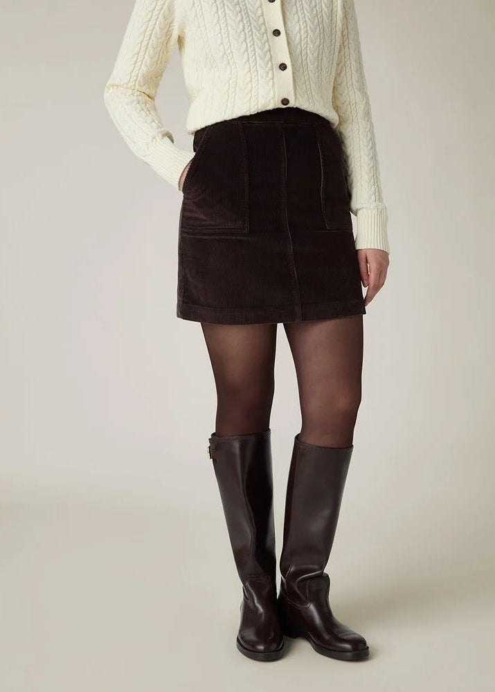 Lexington Short Corduroy Skirt Dark Brown