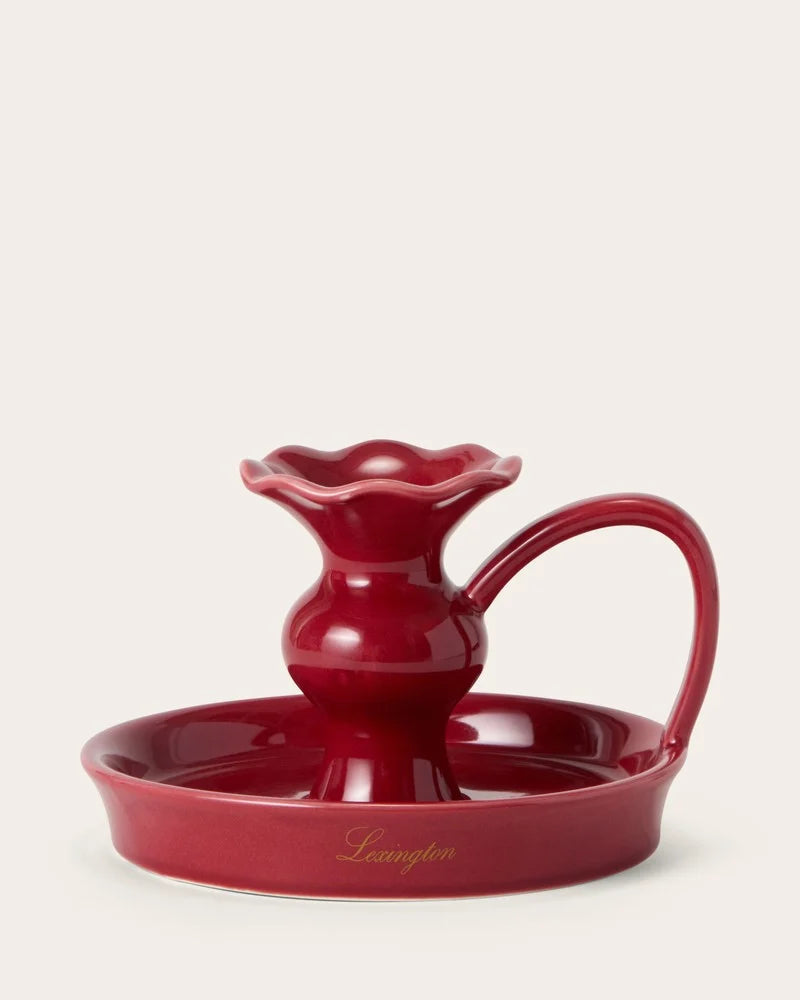 Lexington Stoneware Low Candle Holder Red