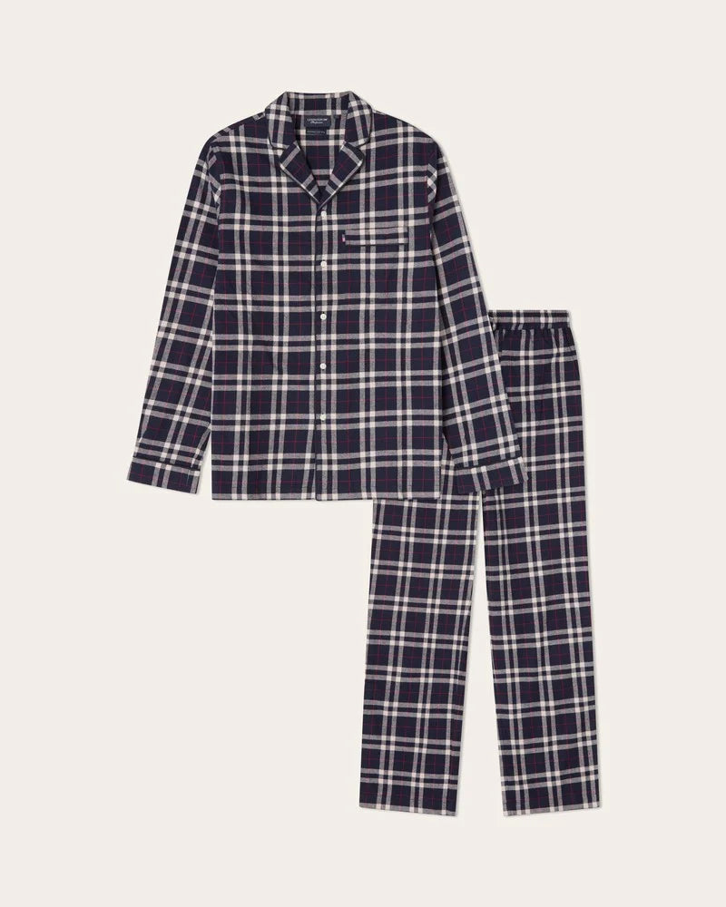 Lexington Org cotton Checked Flanell Pyjamas Blue