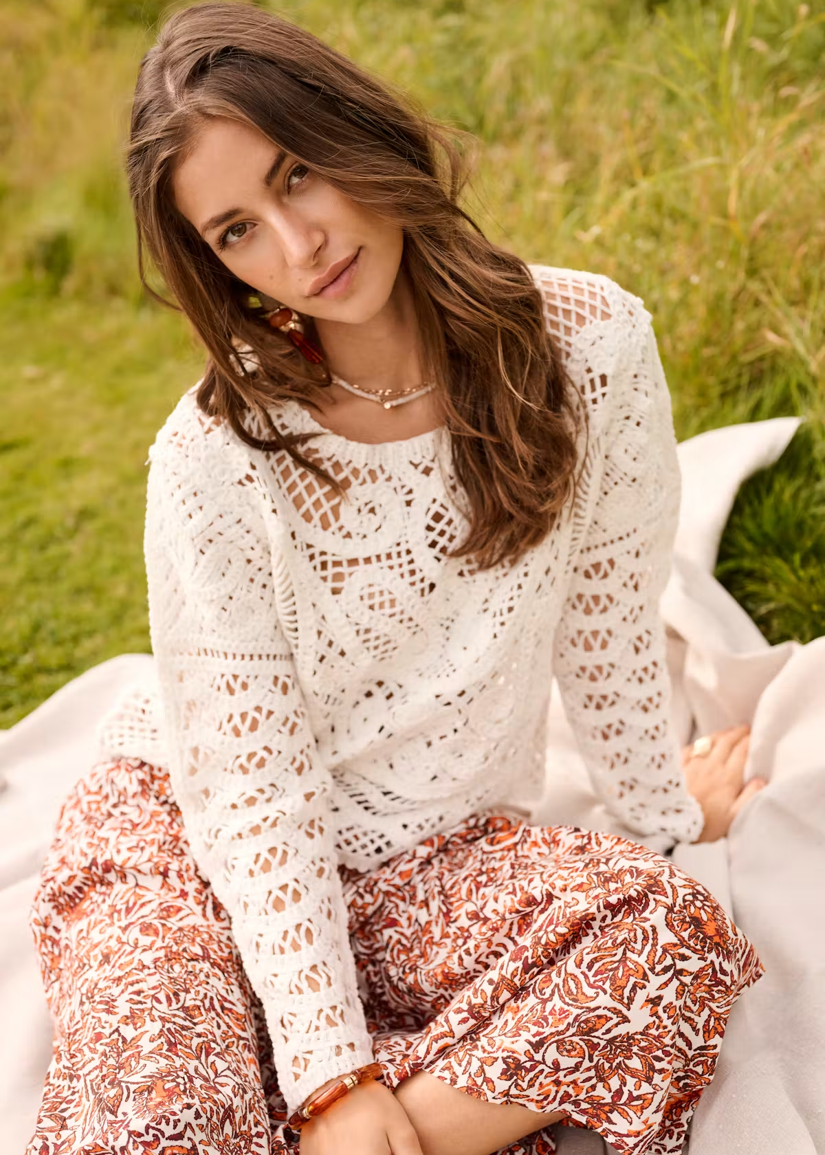 Cream CRElly Knit Pullover Snow White