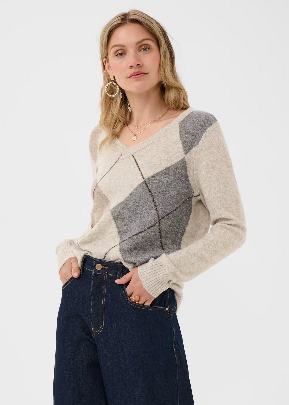 Cream CRHope Knit Pullover Oatmeal Melange