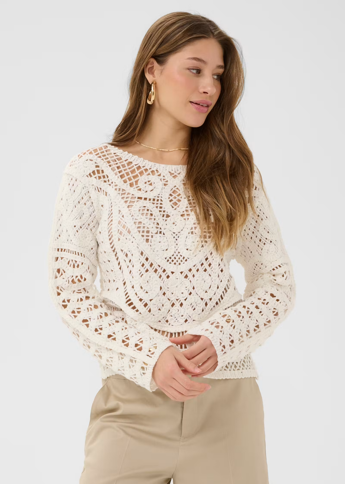 Cream CRElly Knit Pullover Snow White
