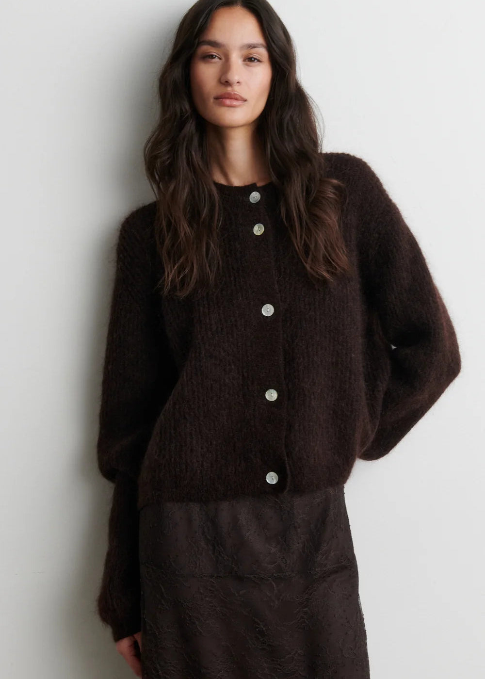 Second Female Andrea Knit Cardigan Brown