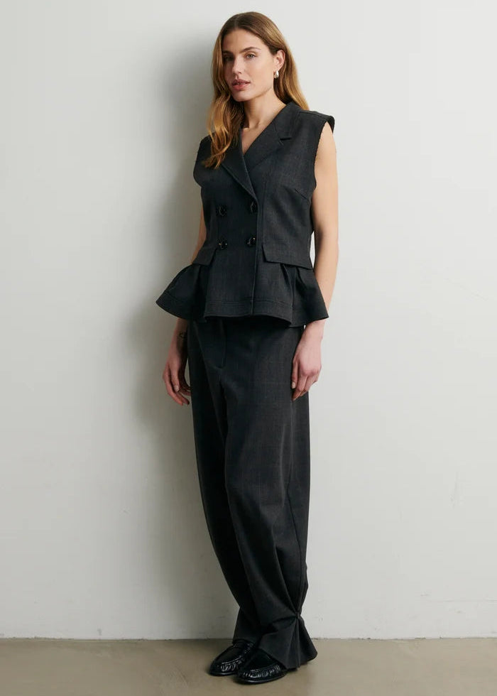Second Female Anjou Trousers Dark Grey Melange