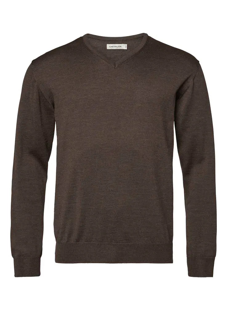 Chevalier Aston V-Neck Merino Pullover Men Brown