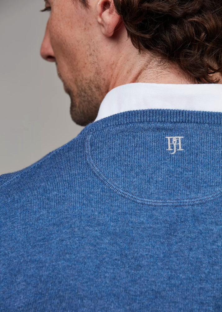 Hansen & Jacob Crew neck knit, e-patch Mid Blue
