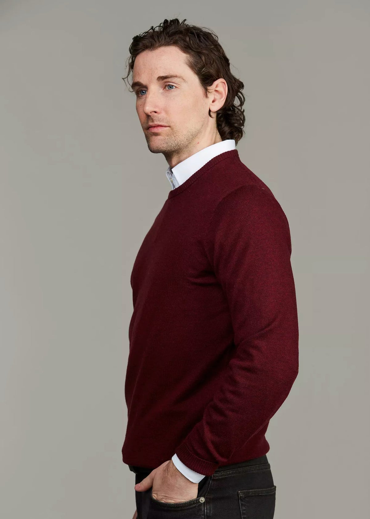 Hansen & Jacob Crew Neck Sweater Mörk Röd