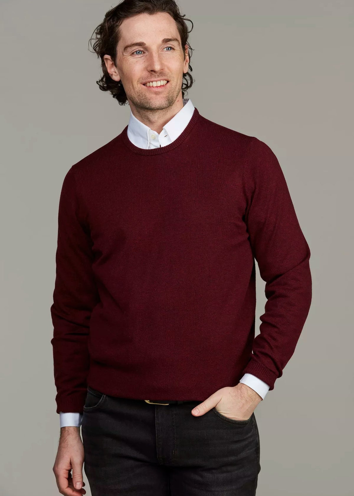 Hansen & Jacob Crew Neck Sweater Mörk Röd