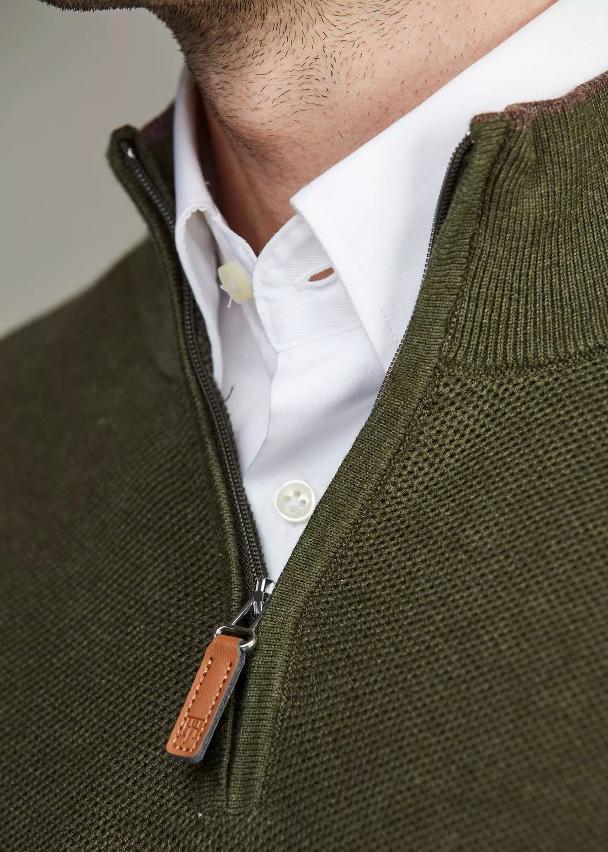 Hansen & Jacob Half zip Structure knit grön