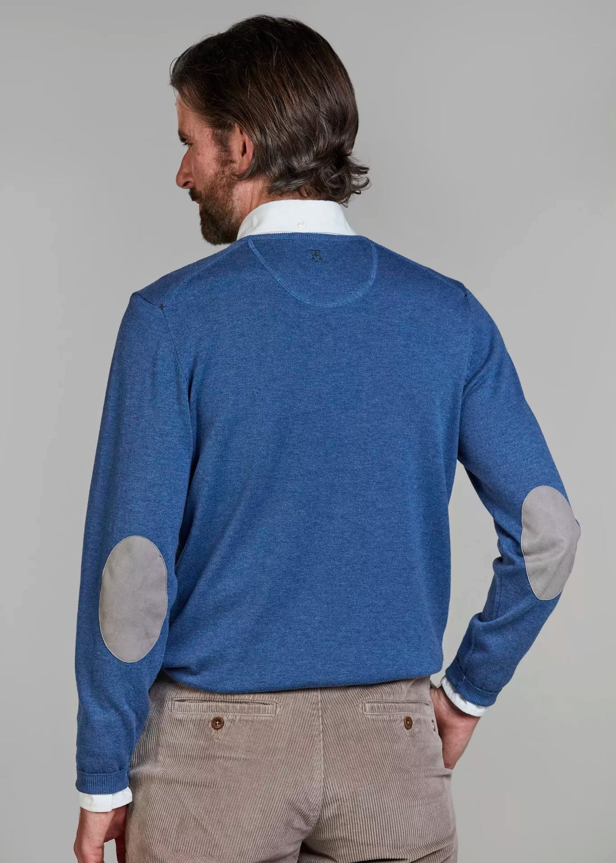Hansen & Jacob Crew Neck Knit E-patch Blue
