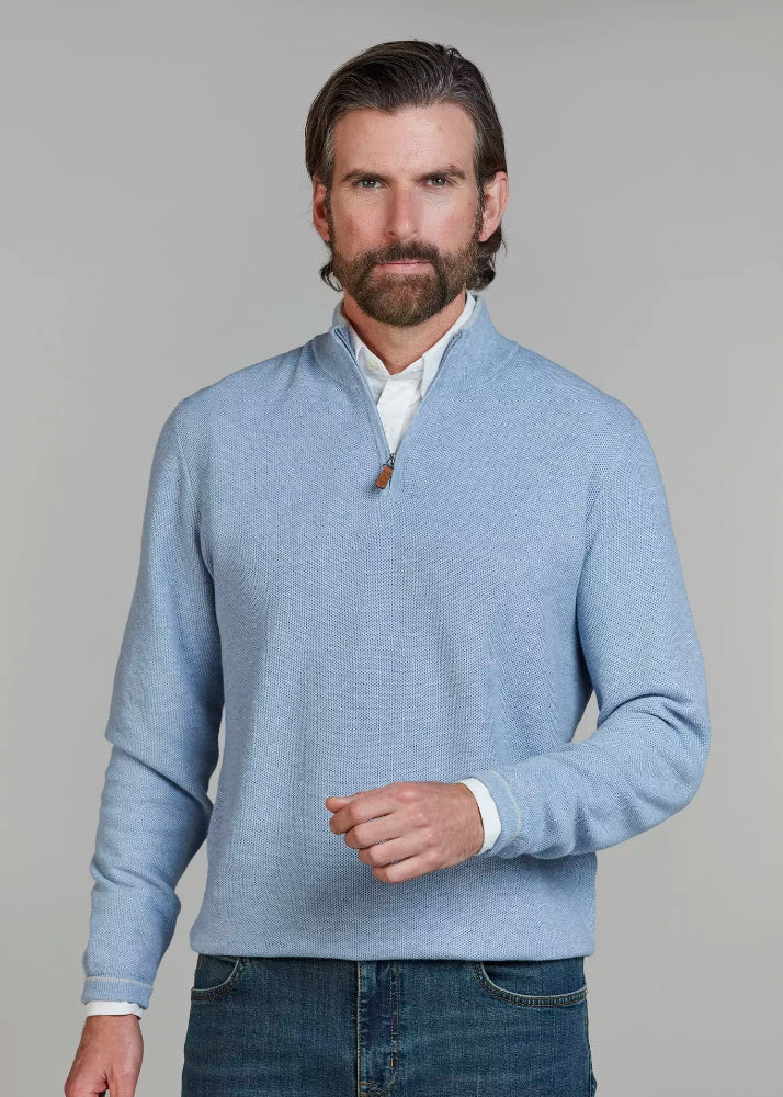 Hansen & Jacob Half Zip Structure Knit Blue