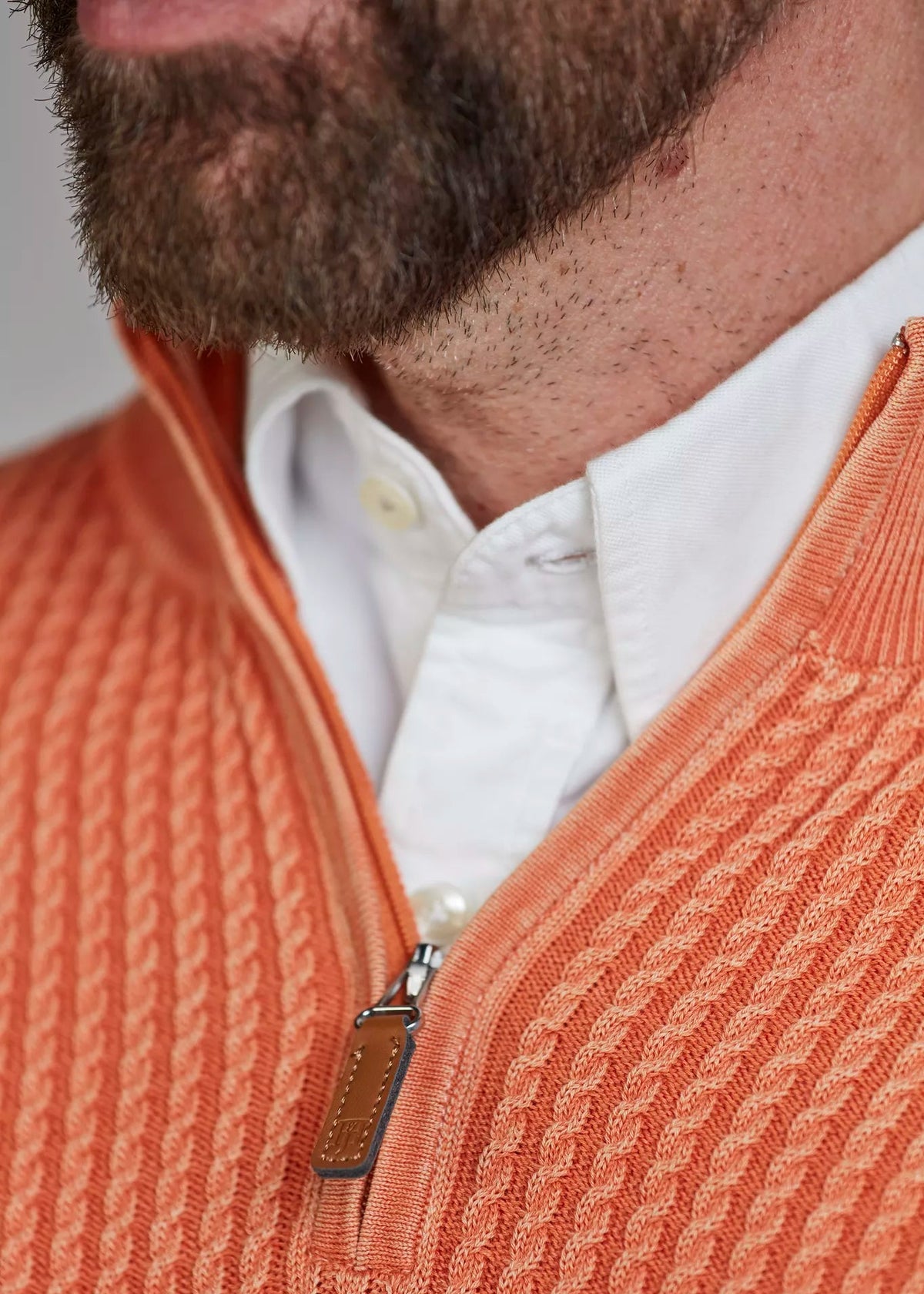 Hansen & Jacob Half Zip Vintage Wasch Knit Soft Orange