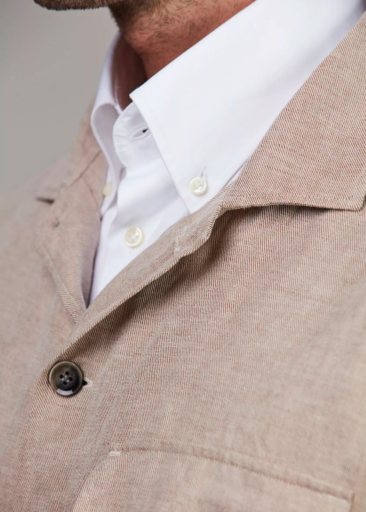 Hansen & Jacob Linen Twill Overshirt Brown