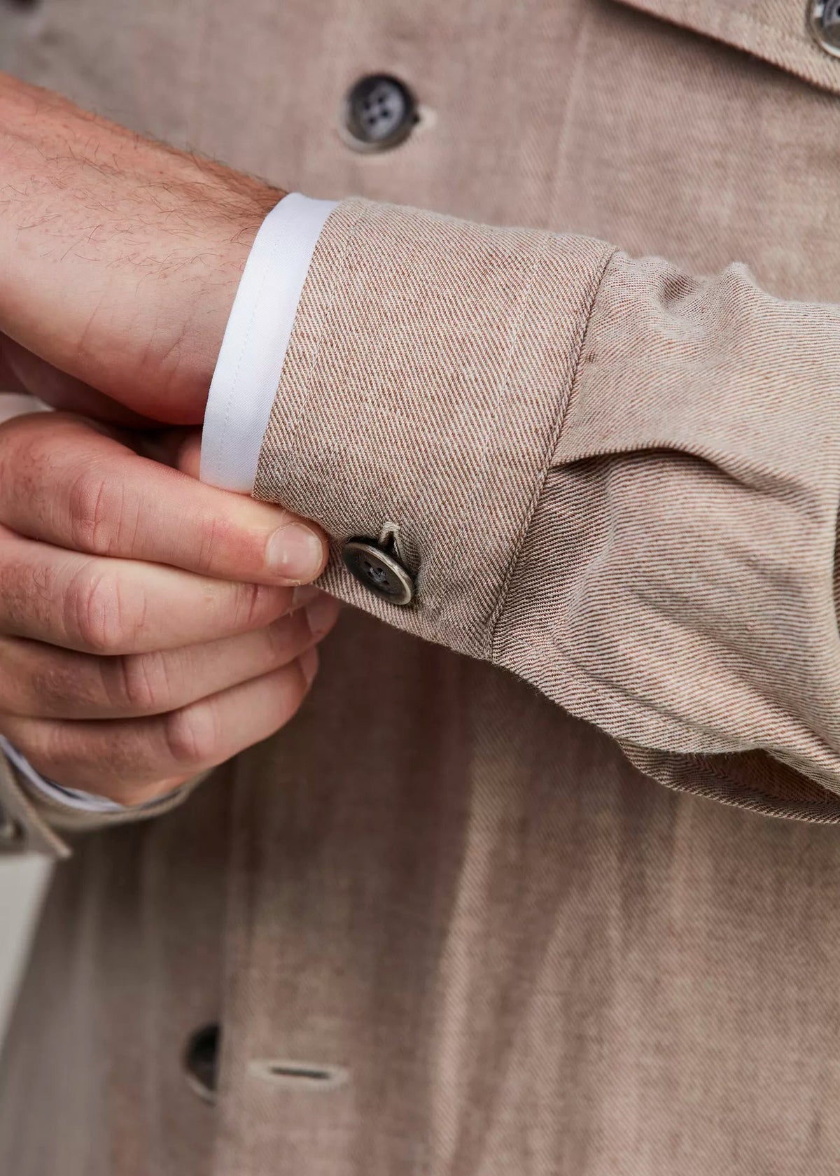 Hansen & Jacob Linen Twill Overshirt Brown