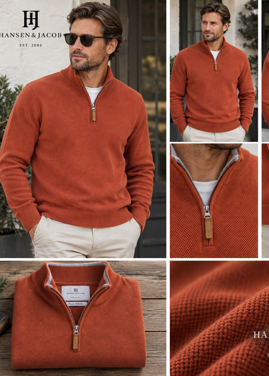 Hansen & Jacob Half Zip Structure Knit Orange