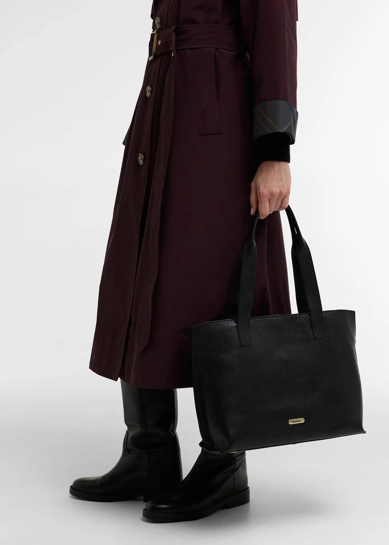 Barbour alder Large Leather Bag Tote Bag Black