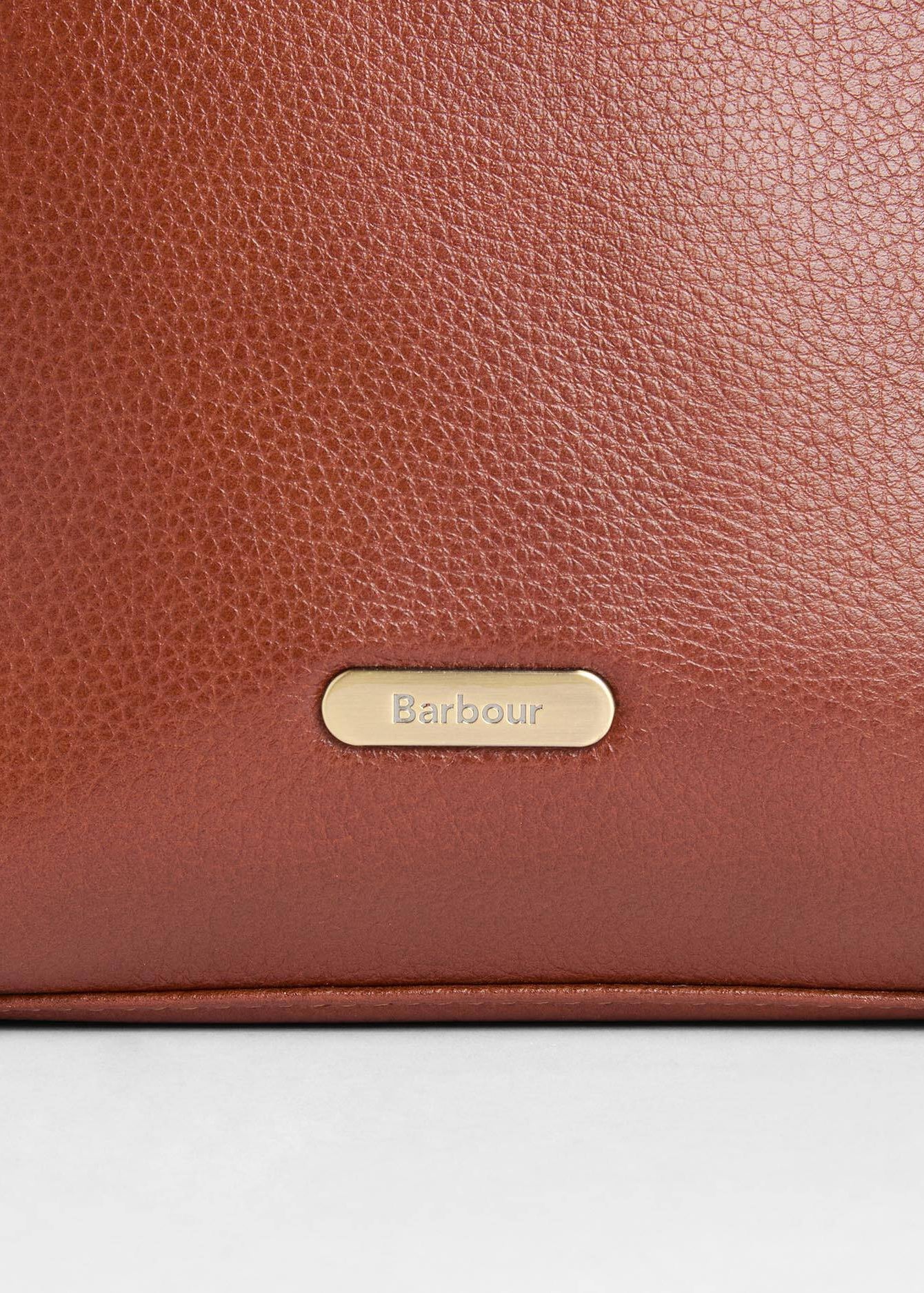 Barbour Cedar Large Leather Bucket Bag Brown