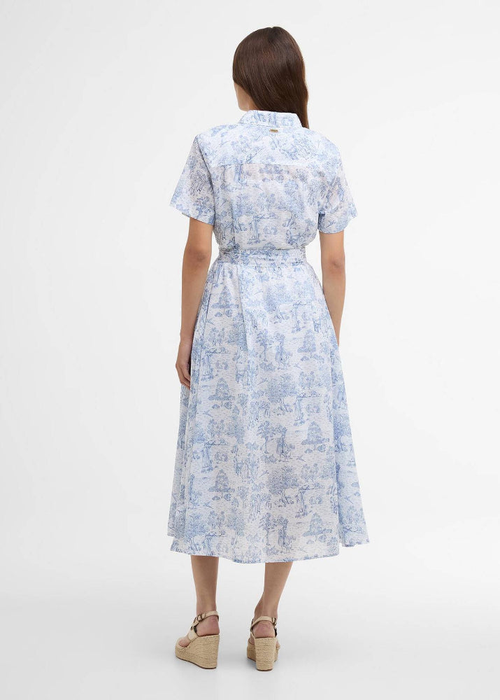 Barbour Wisteria Midi Dress Navy Blue Print